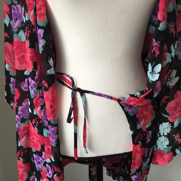 Flora Nikrooz Floral Robe & Chemise / Size XL - Picture 7 of 8